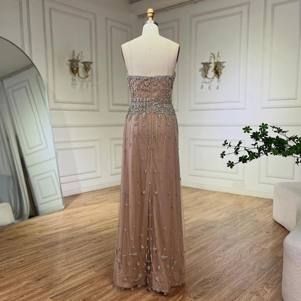 Serene Hill Black Sexy Off the Shoulder Puff Sleeves Evening Dresses Beaded Overskirt Mermaid Party Gown For Women 2023 BLA72002