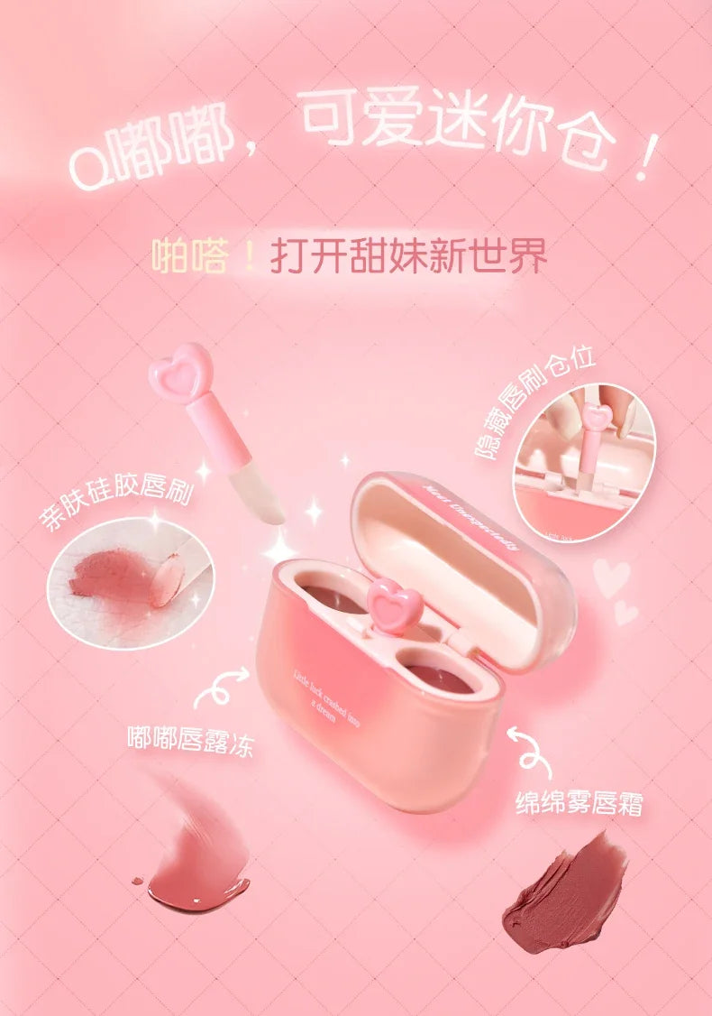 GOGO TALES Double Lip Gloss Mirror Finish Nude Color Korean Lipstick Matte, Non-Sticky Lip Mud for Long-Lasting Vegan Makeup
