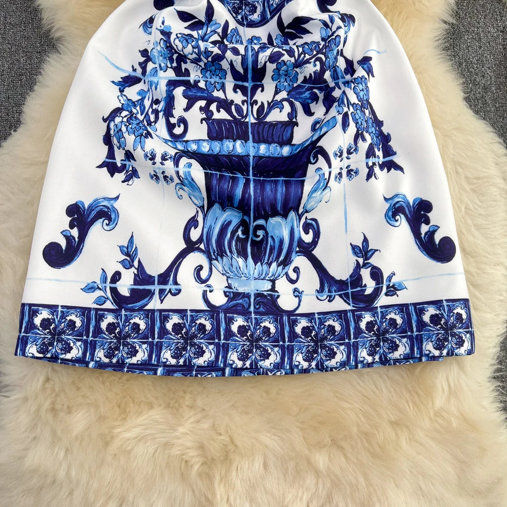 New In Dresses Summer Clothes For Women 2023 Fashion Elegant Vintage Print Party Dress Round Neck Sleeveless A Line Mini Dress