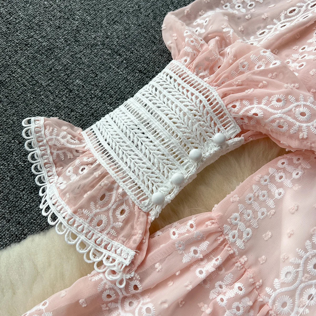 Dresses For Women 2023 Luxury Fashion Waist Lace Up Embroidery Dress Spring Long Sleeve Elegant Wedding Guest Party Mini Dress