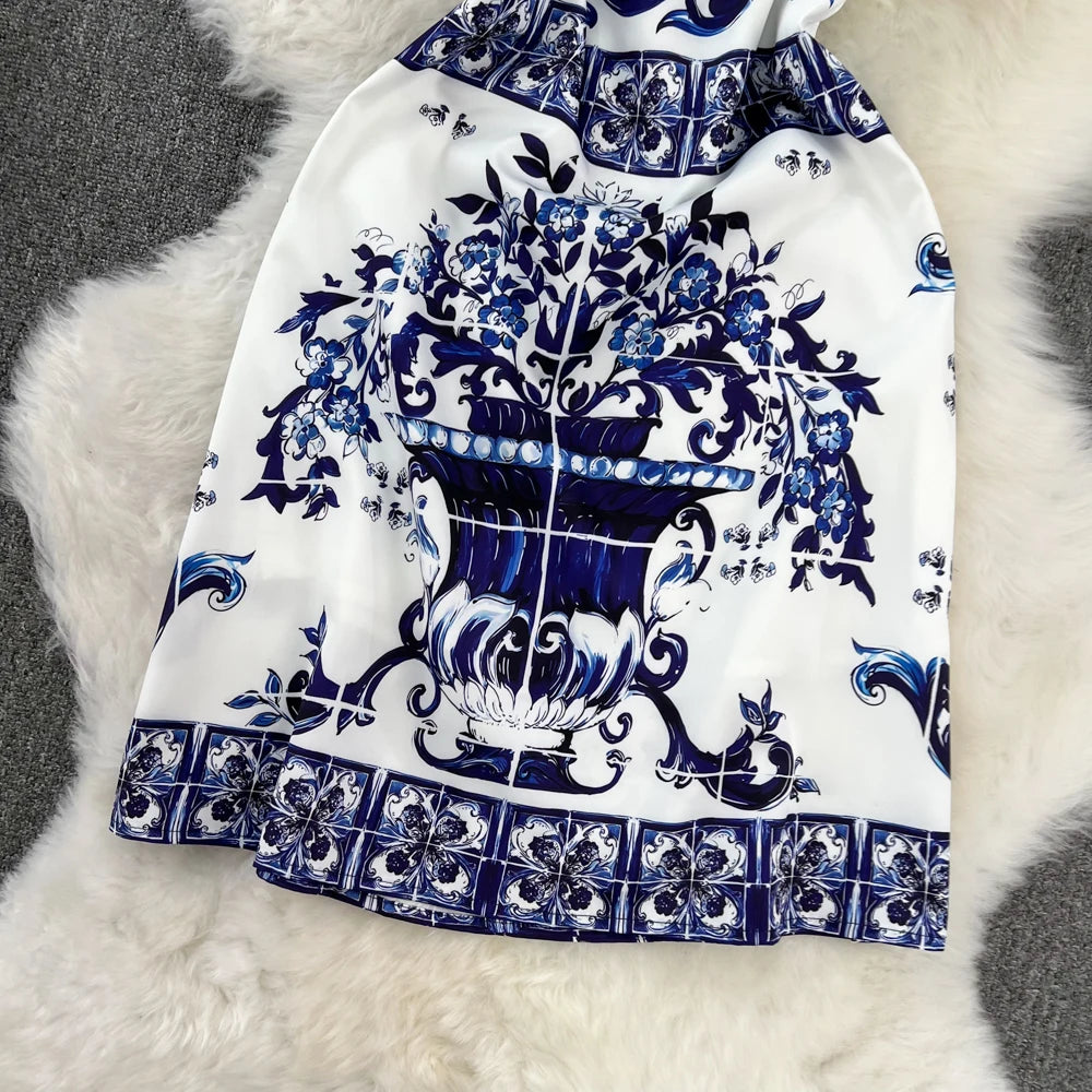 Short Dresses 2023 Fashion Women Clothing Elegant Vintage Print Party Dress Summer Sleeveless Round Neck A Line Mini Dress