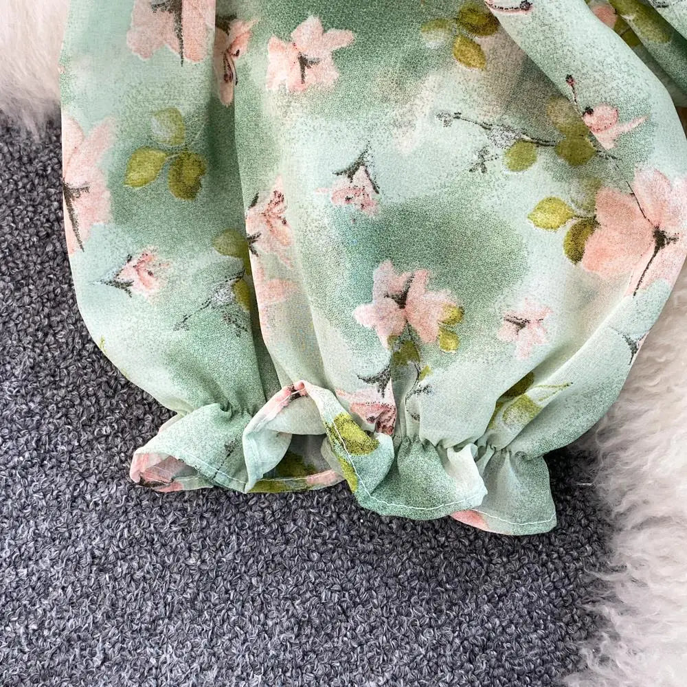 Summer Women Fashion Floral Print Casual Midi Dress Short Sleeve A-Line Maxi Boho Holiday Clothes Female Long Robe Mujers New