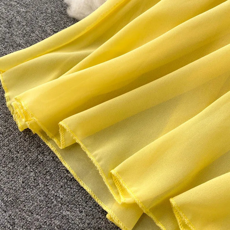 Women Chiffon Beach Dress Sexy Double Layer Ruffled Off The Shoulder Boho Dresses Ladies Sweet Slash Neck Long Dress