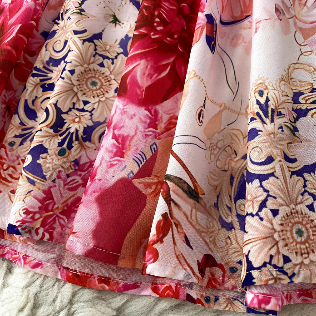 Short Dresses 2023 Fashion Women Clothing Party Elegant Vintage Floral Print Dress Womens V Neck Long Sleeve Mini Vacation Dress