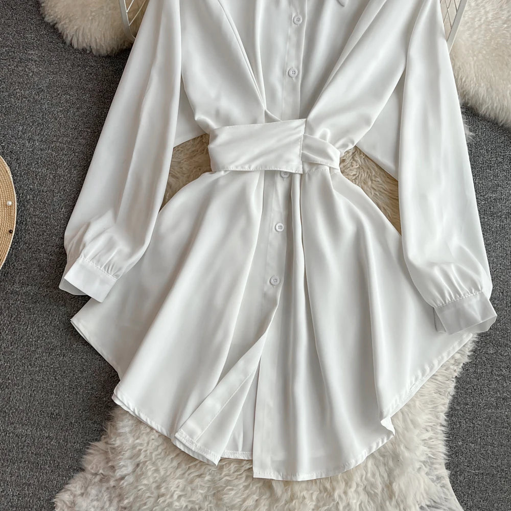 Autumn Women Elegant Casual Solid Shirts Tops Long Sleeve Vintage Party Birthday Blusas Female Chic Outerwear Blouses Clothes