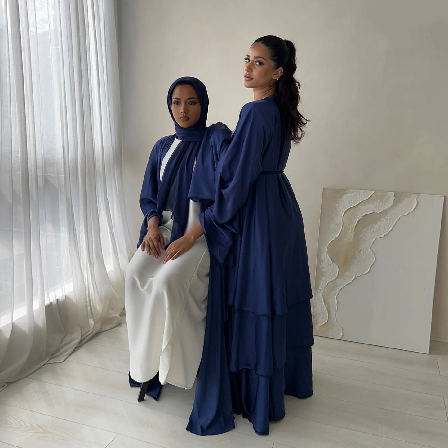 Satin Open Abaya Kimono Muslim Hijab Dress Plain New Abayas for Women Dubai Turkey Ramadan Eid Modest Islam Clothes Kaftan Robe