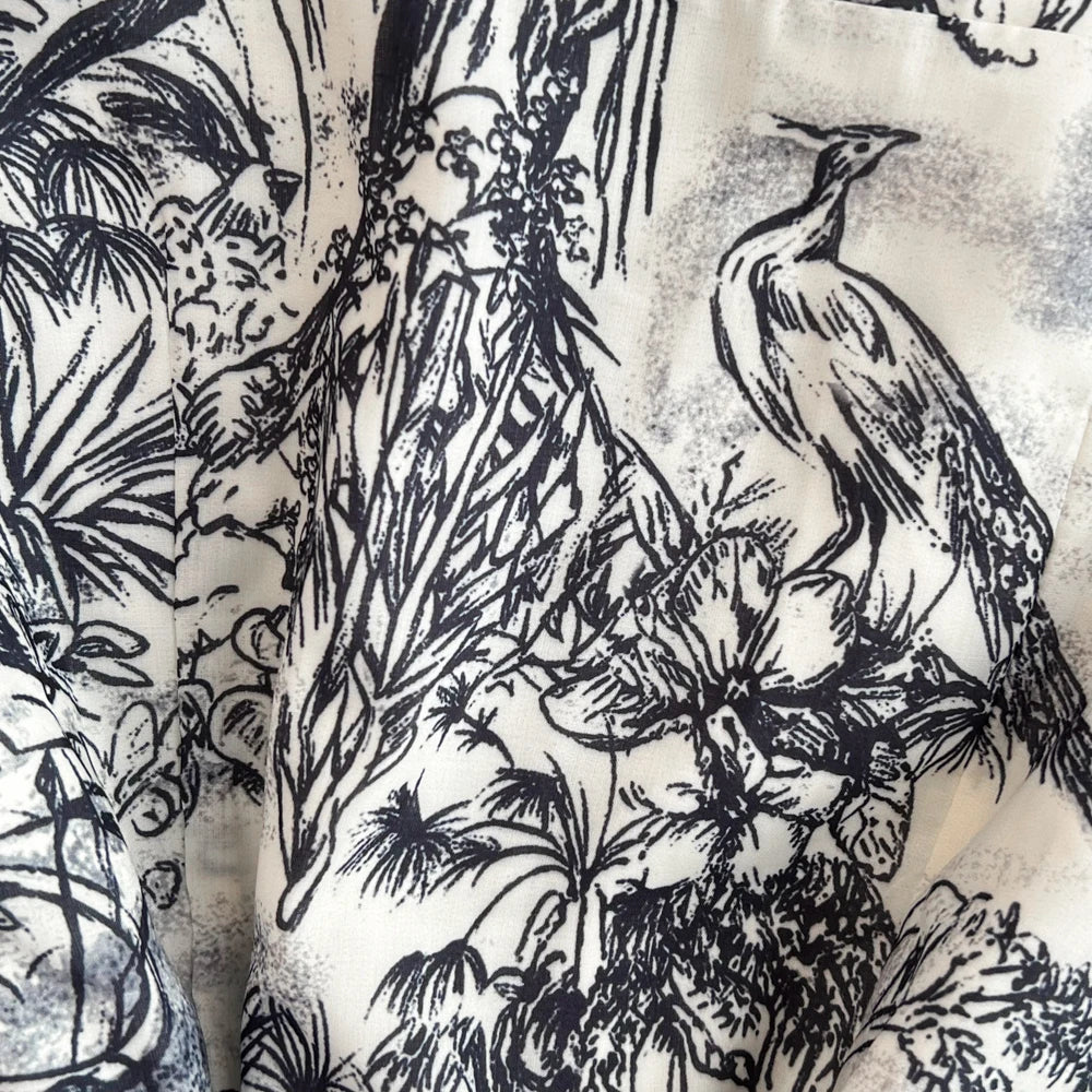 Summer Retro Shirt Dress Women Short Sleeved Lapel Single Breasted A-line Print Long Dresses Ladies Elegant Party Long Robe