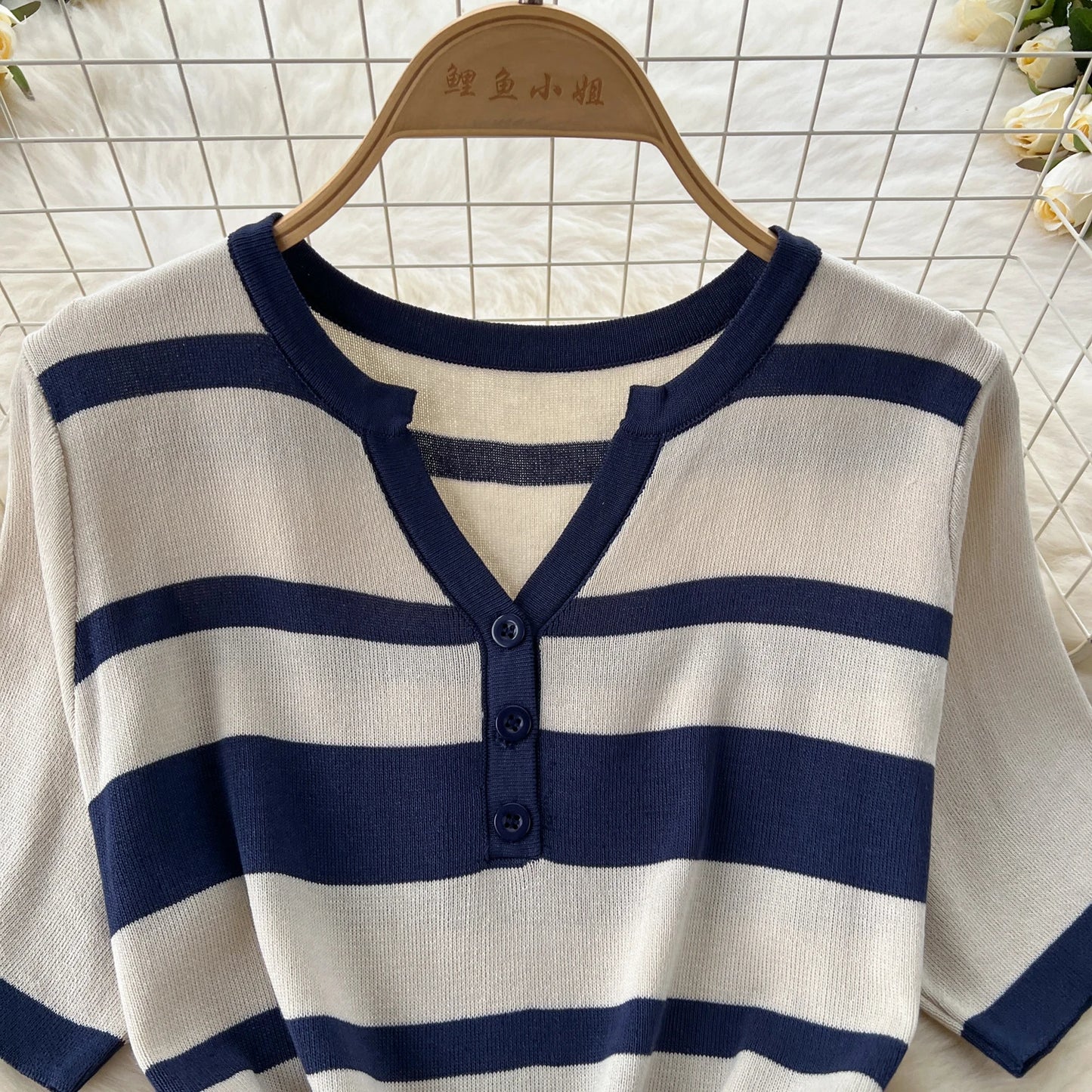 Sexy Chic short sleeve PATCHWORK v-Neck Striped Knit Dress Elegant Fashion Party Slim Summer A-line sweet dresses