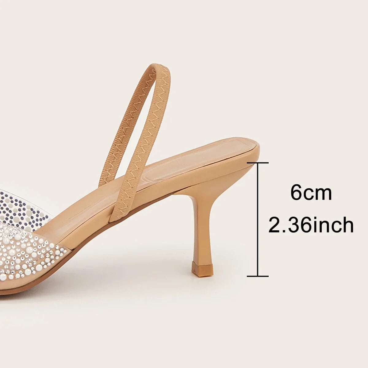 Elegant Women's high Heeled Sandals Translucent Faux Pearls Decor Slingback Stiletto Comfy Lightweight Prom Heels