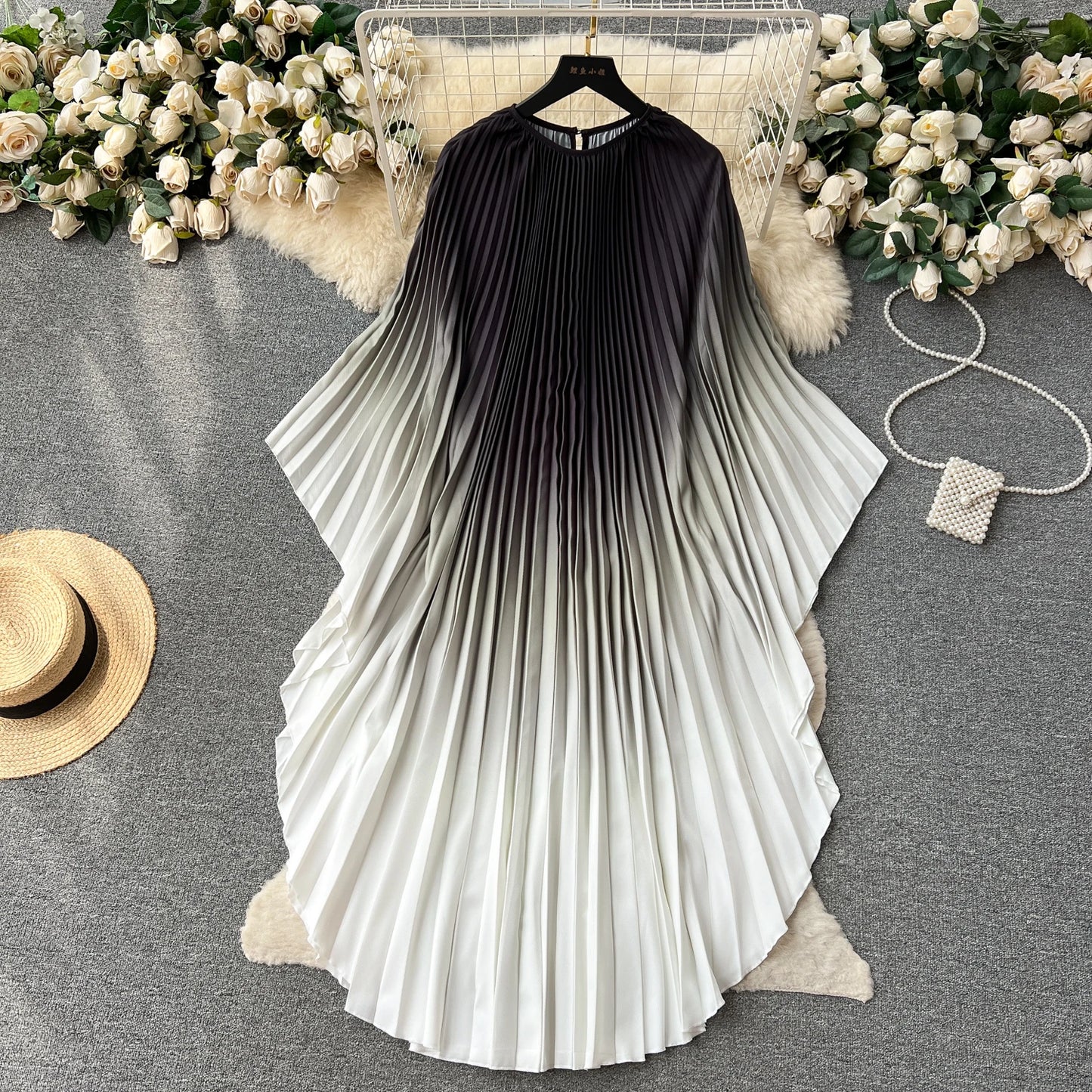 Vintage Print Elegant O-neck Batwing Sleeve Dress A-line Casual Belt Fashion Dress Women Fashion Summer Spring Vestidos
