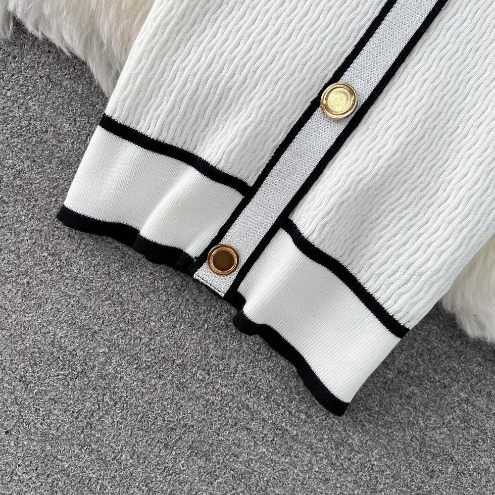Women Elegant Bodycon Slim Party Knitted Dress Long Sleeve O-Neck Vintage Chic Prom Birthday Vestidos Autumn Female Long Robe