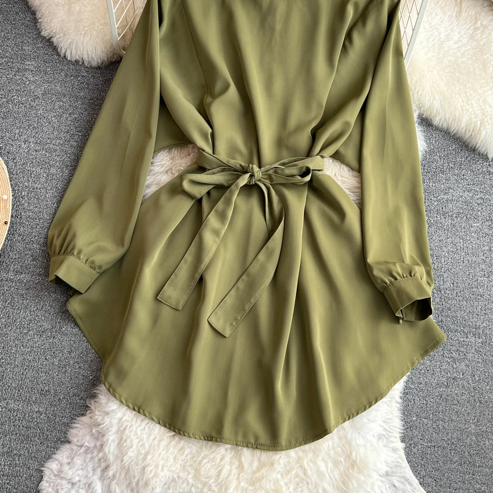 Autumn Women Elegant Casual Solid Shirts Tops Long Sleeve Vintage Party Birthday Blusas Female Chic Outerwear Blouses Clothes