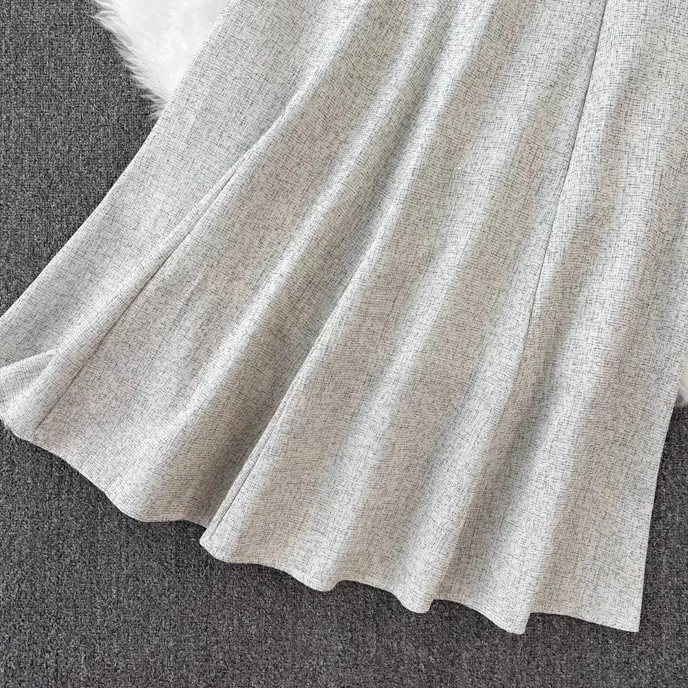 Small Fragrance Elegant 2-Piece Set Spring Autumn Trendy Women's Outfit O-Neck Short Coat+High Waist Midi A-line Skirt Suit