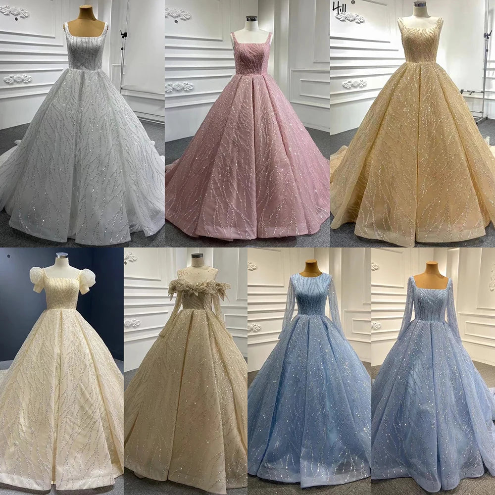 Serene Hill Blue Luxury High end Wedding Dresses 2024 Beaded Sleeveless Lace Up Bridal Dress HM67331 Custom Made