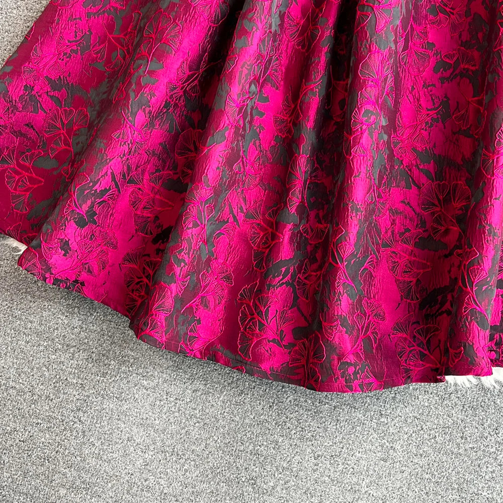 Women Vintage Floral Dresses Summer Slim A-line Sleeveless Party Dresses Ladies Elegant O-neck Casual Midi Dress Vestidos