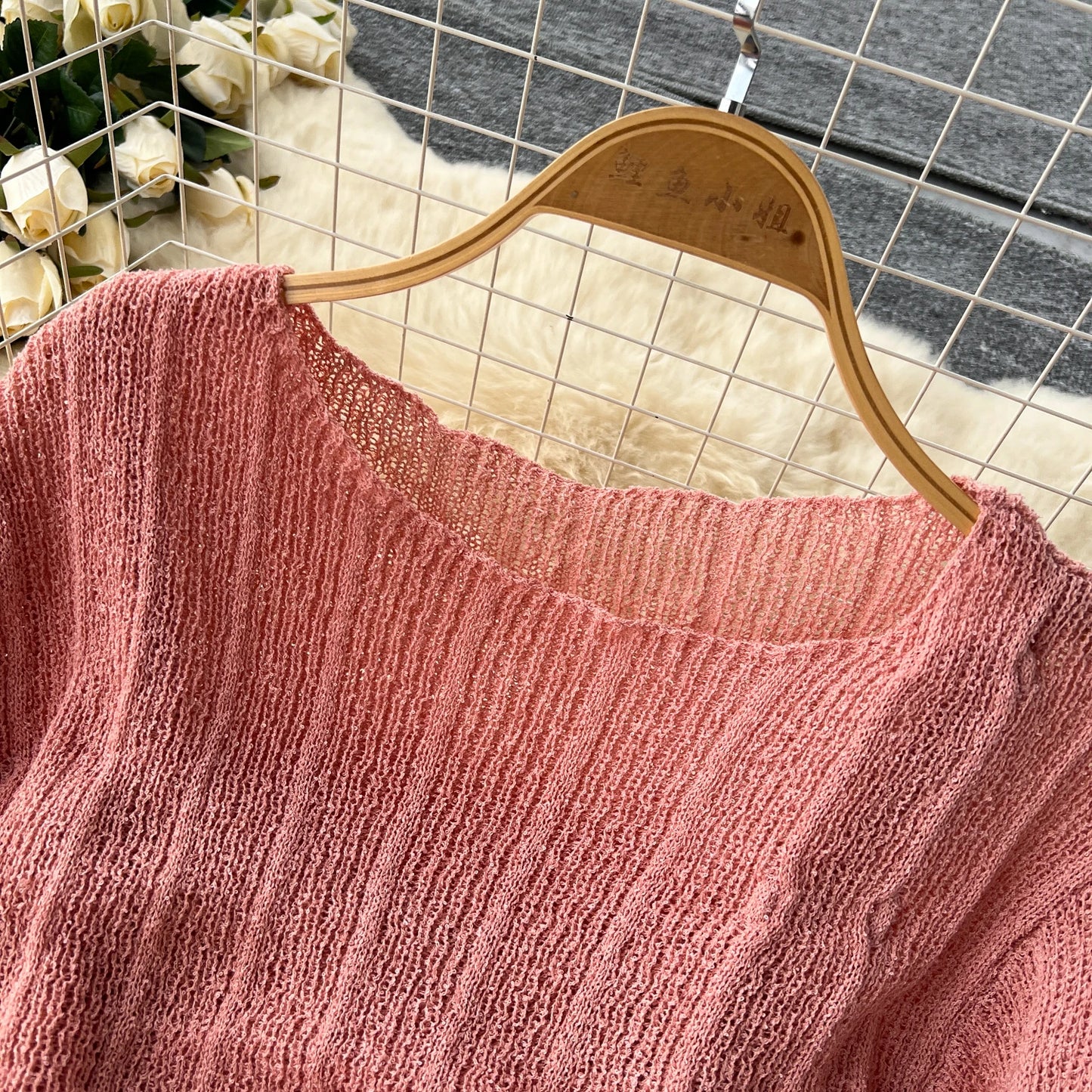 French Vintage Shirring lool sleeve slip knit overcoat with sweet slip A-line Chic Casual Vacation Women Summer dresses