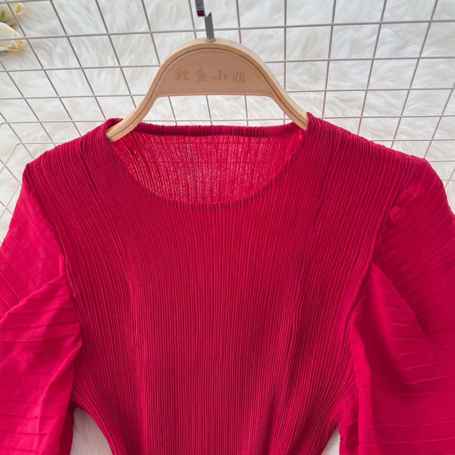 Vintage Elegant Lantern Sleeve Sweet Pleated Dress Women Basics Fashion Summer Spring Dresse