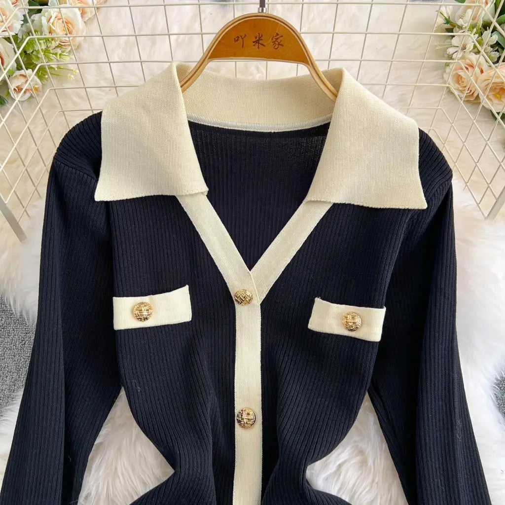 Elegant Women Fashion Casual Bodycon Knitted Dress Vintage Single Breasted Party Birthday Prom Vestidos Female Clothes Long Robe