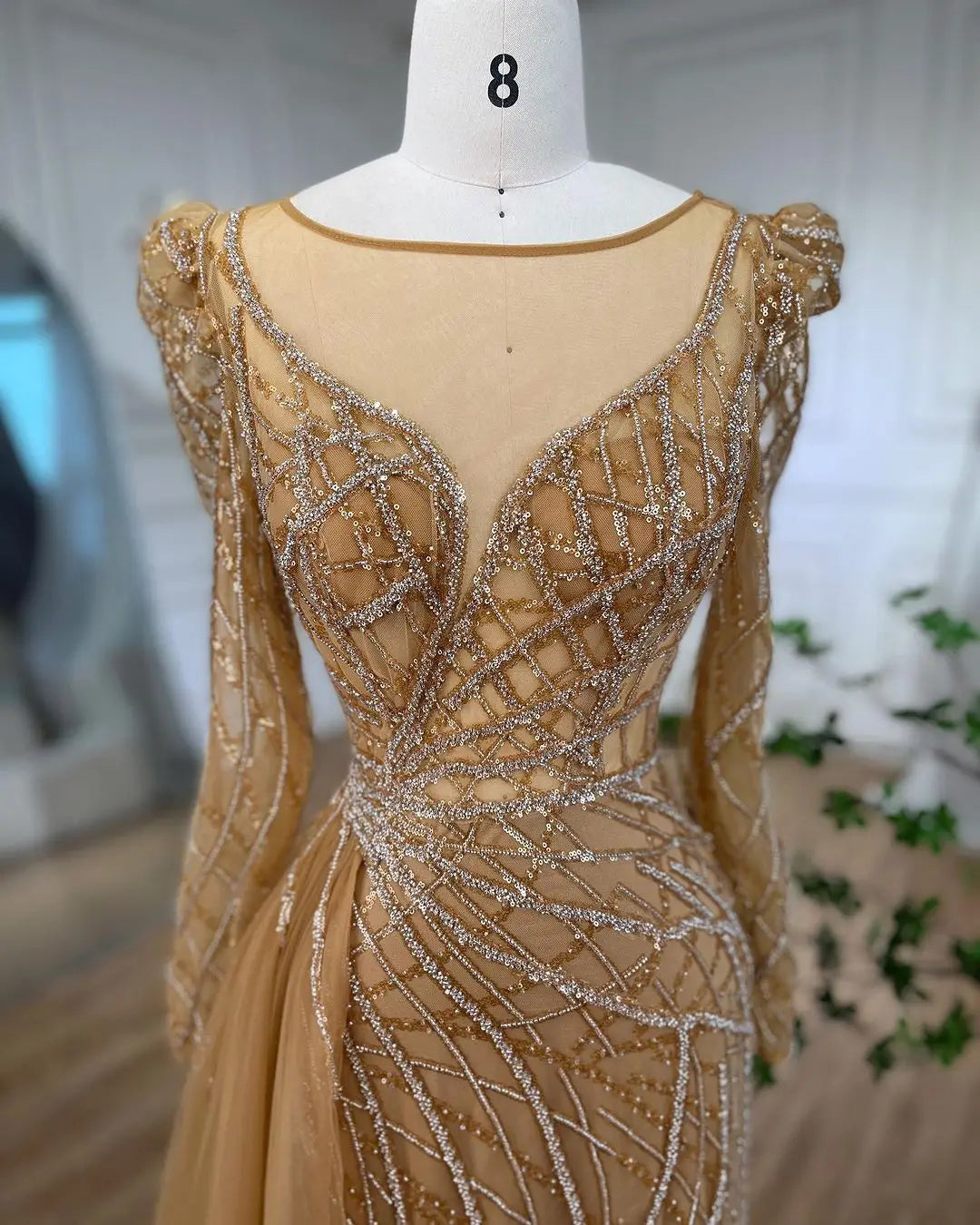 SERENE HILL Arabic Muslim Pink Mermaid Luxury Beaded Evening Dresses 2024 Gowns With Skirt For Women Wedding Party GLA72206