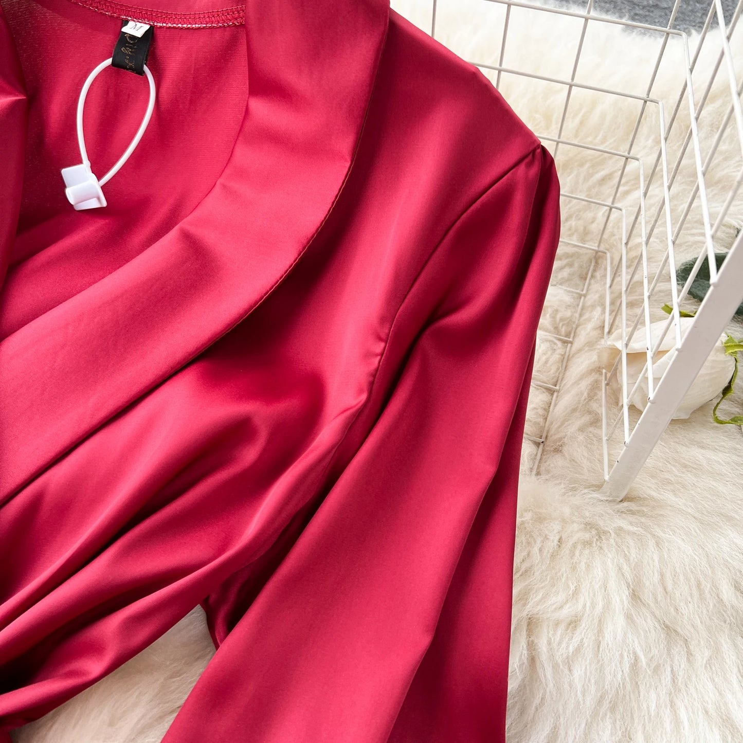 Women Elegant Satin Dress Summer Bandage High Waisted Ruffled Irregular Blazer Dresses Ladies A-line Vintage Party Long Robe