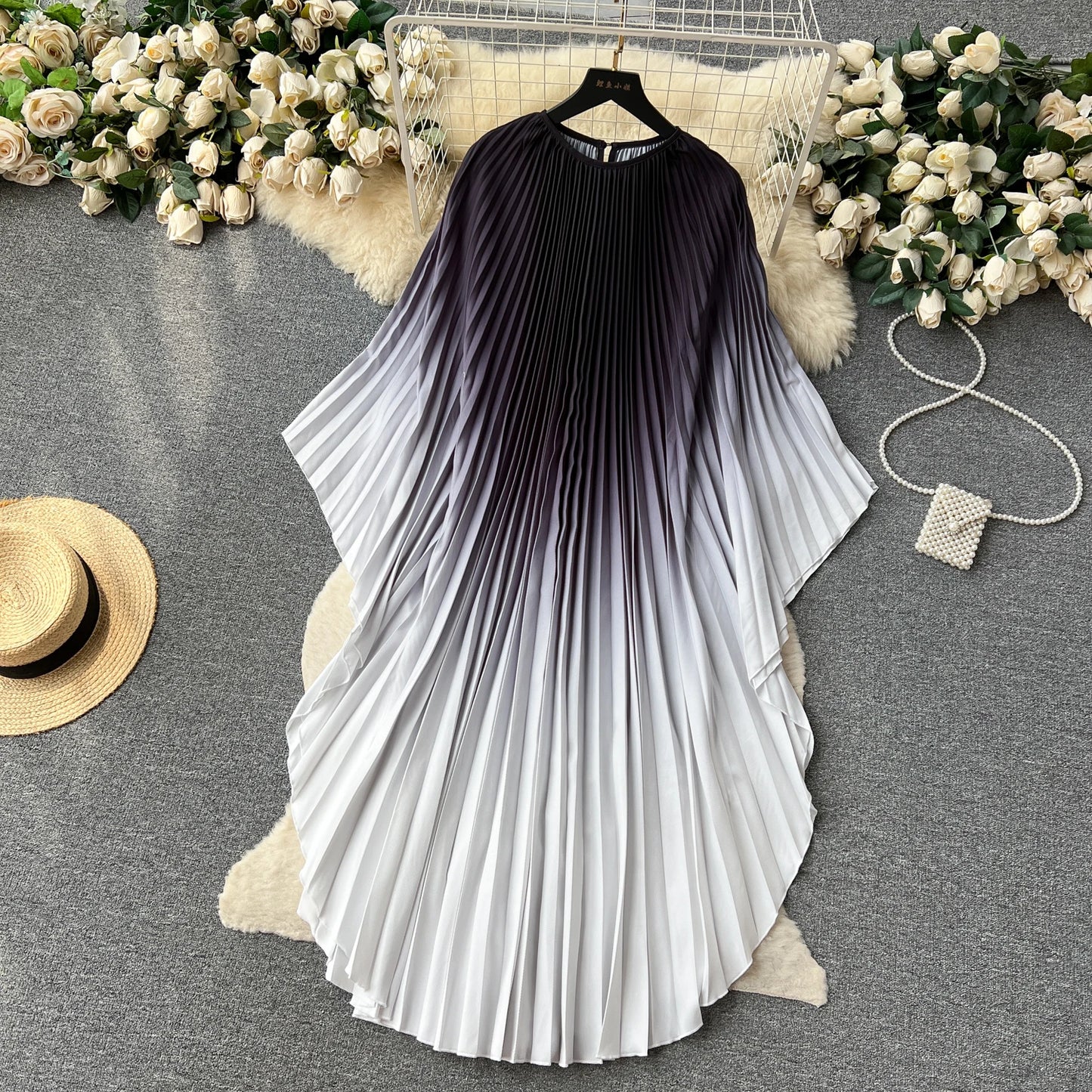 Vintage Print Elegant O-neck Batwing Sleeve Dress A-line Casual Belt Fashion Dress Women Fashion Summer Spring Vestidos