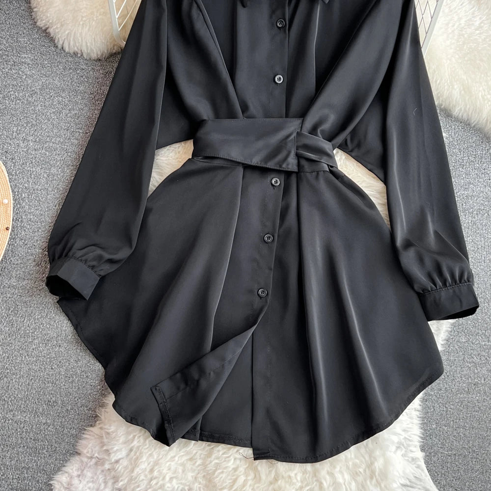 Autumn Women Elegant Casual Solid Shirts Tops Long Sleeve Vintage Party Birthday Blusas Female Chic Outerwear Blouses Clothes