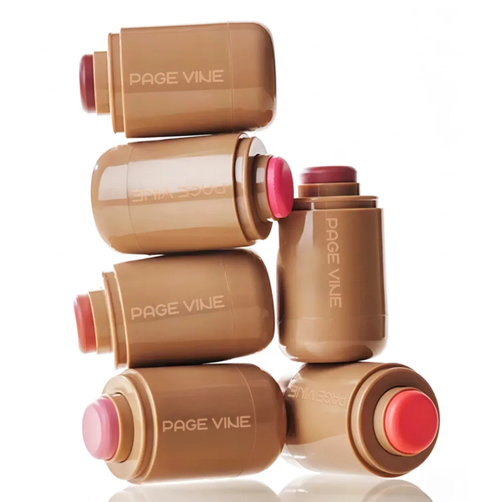 PAGE VINE Pocket Blush Stick Multi-Functional 6 Colors Lip & Cheek Highlighter Waterproof Natural Glow Balm