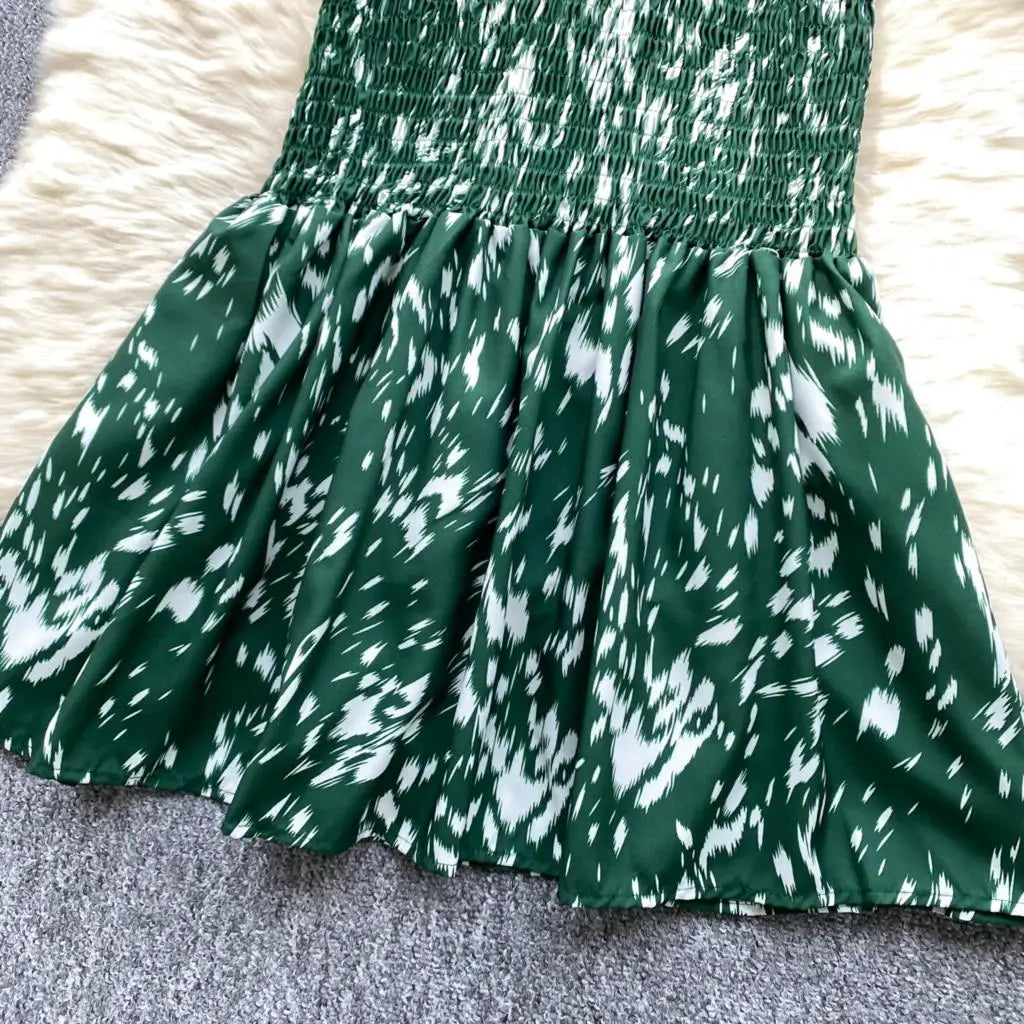 Women Casual Vintage Print Ruffle Long Dress Autumn Elegant V Neck Lantern Sleeve Party Mermaid Dresses Holiday Female Mujer New