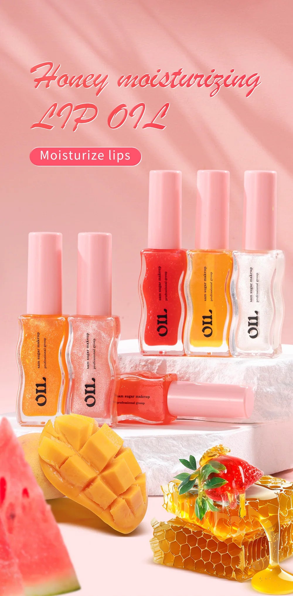 Giso Honey Infused Hydrating Lip Oil High-shine and Non-sticky finish Glowing Lips Fruit Honey Essence Lip Gloss 8ml
