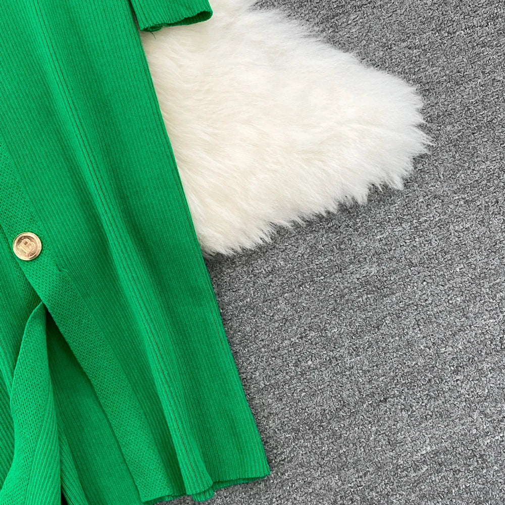 Sexy Split V-neck Long Sleeve Bodycon Dress Chic Elegant Evening Party French Fashion Knit Vestidos Women Autumn Pencil Dress
