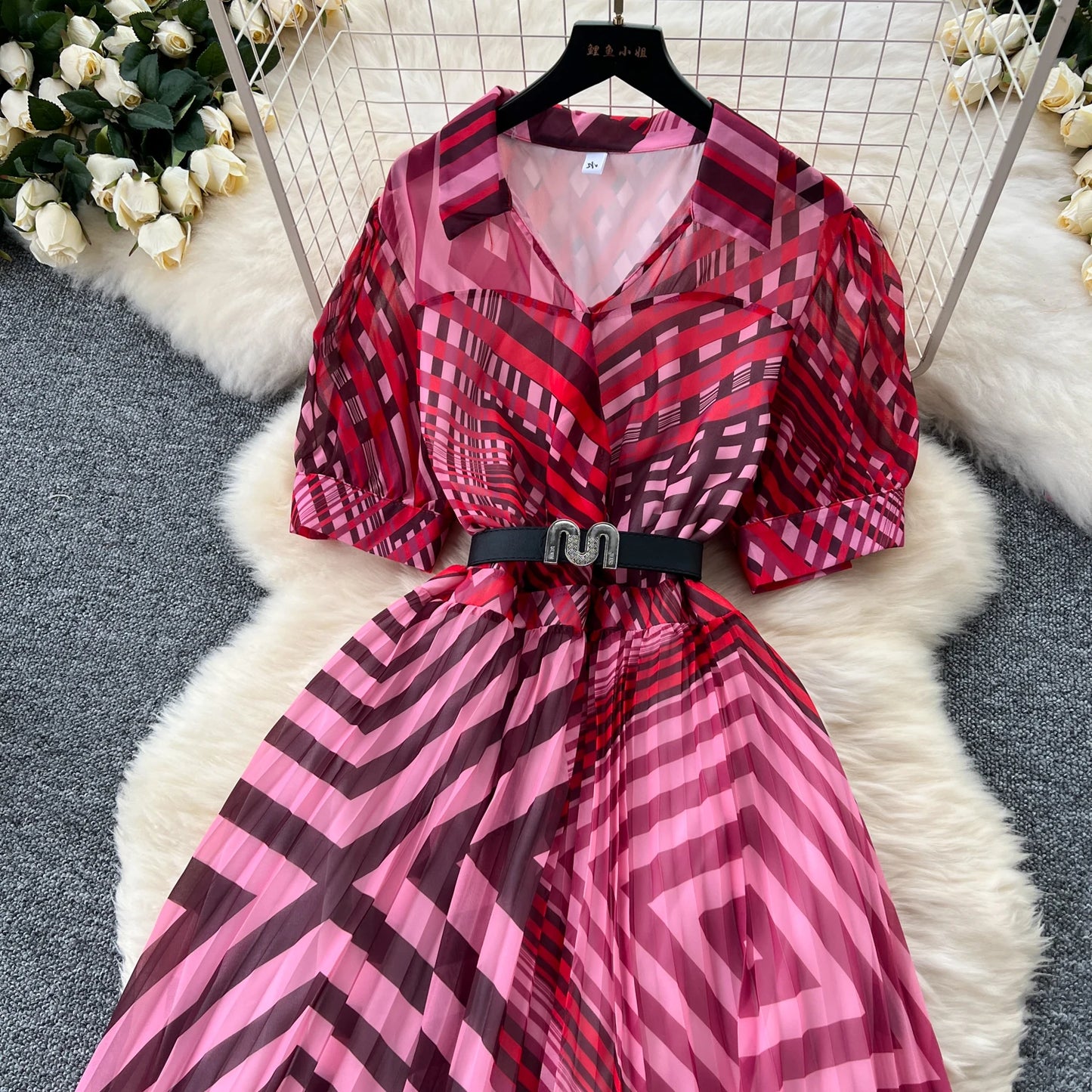 Retro Elegant summer asymmetrical print Dress sashes short Sleeve Vacation Party Women Vestidos dresses
