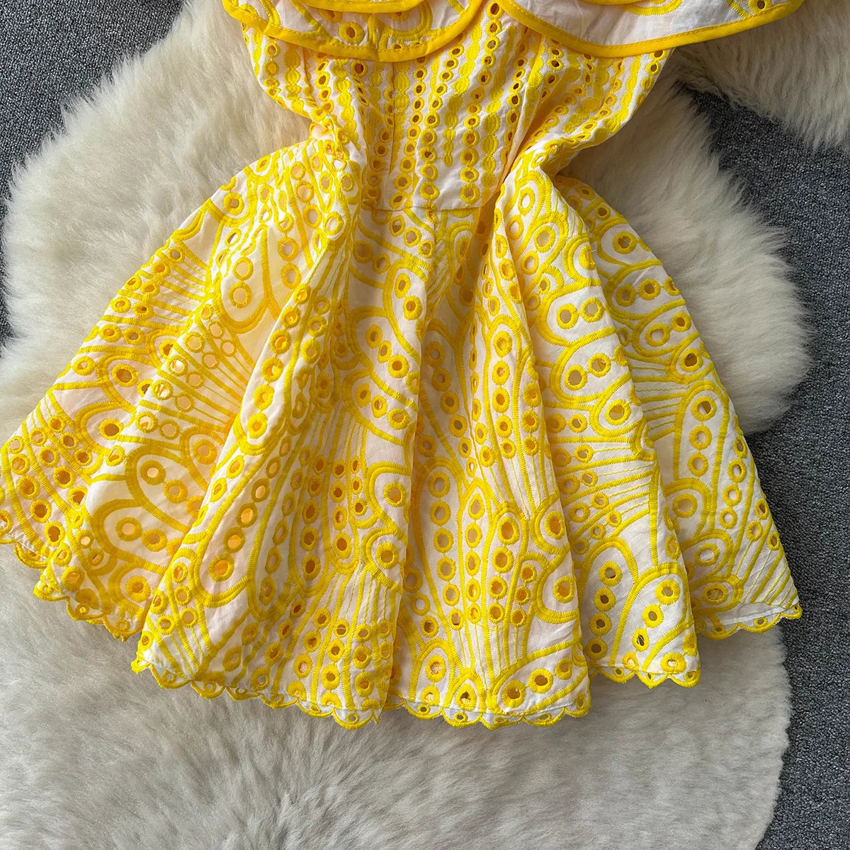 Summer Clothes For Women Ruffle Cutwork Embroidery Dress 2023 Party Sexy Off Shoulder Dress Vacation Mini Beach Dress Sundress