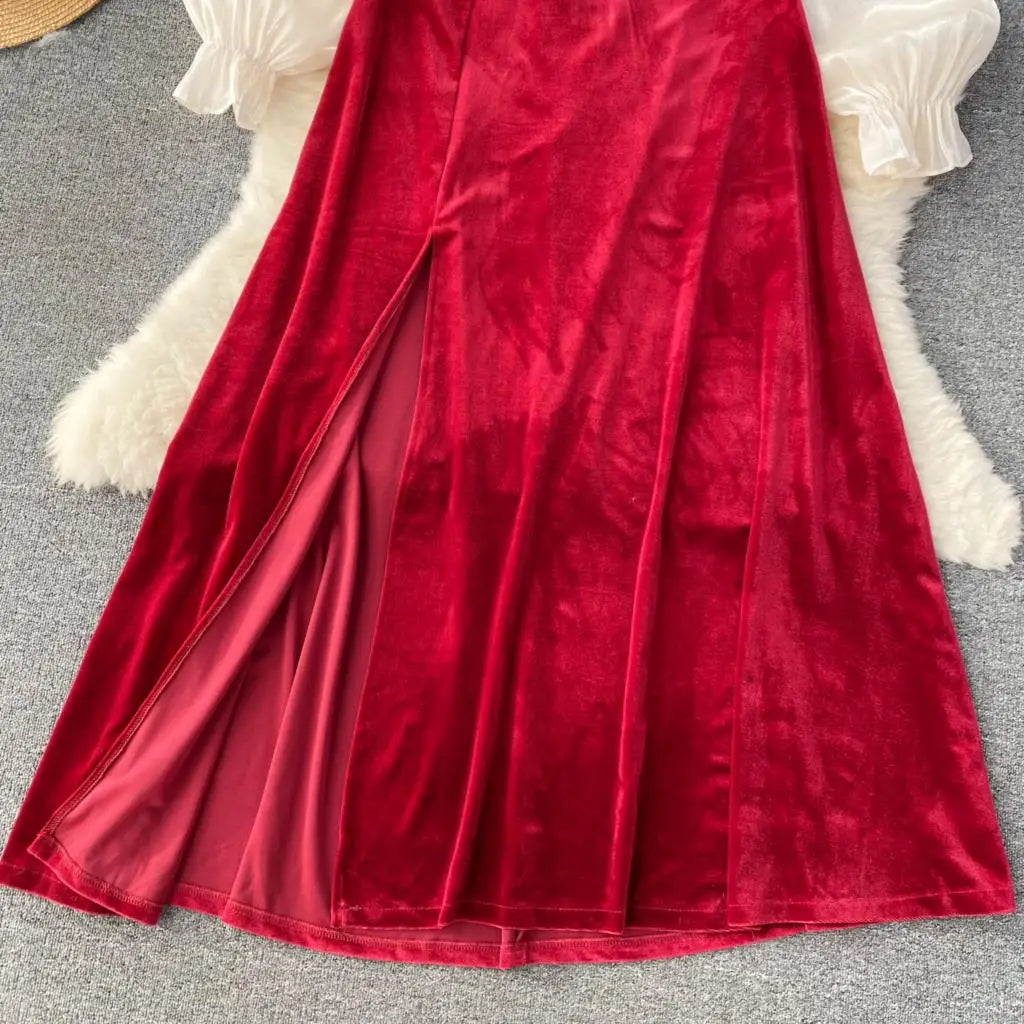 Sexy Bodycon Off Shoulder Party Dress Women Ruffles Velvet Patchwork Elegant Lady Fashion Prom Robe A-Line Vestidos Mujers New