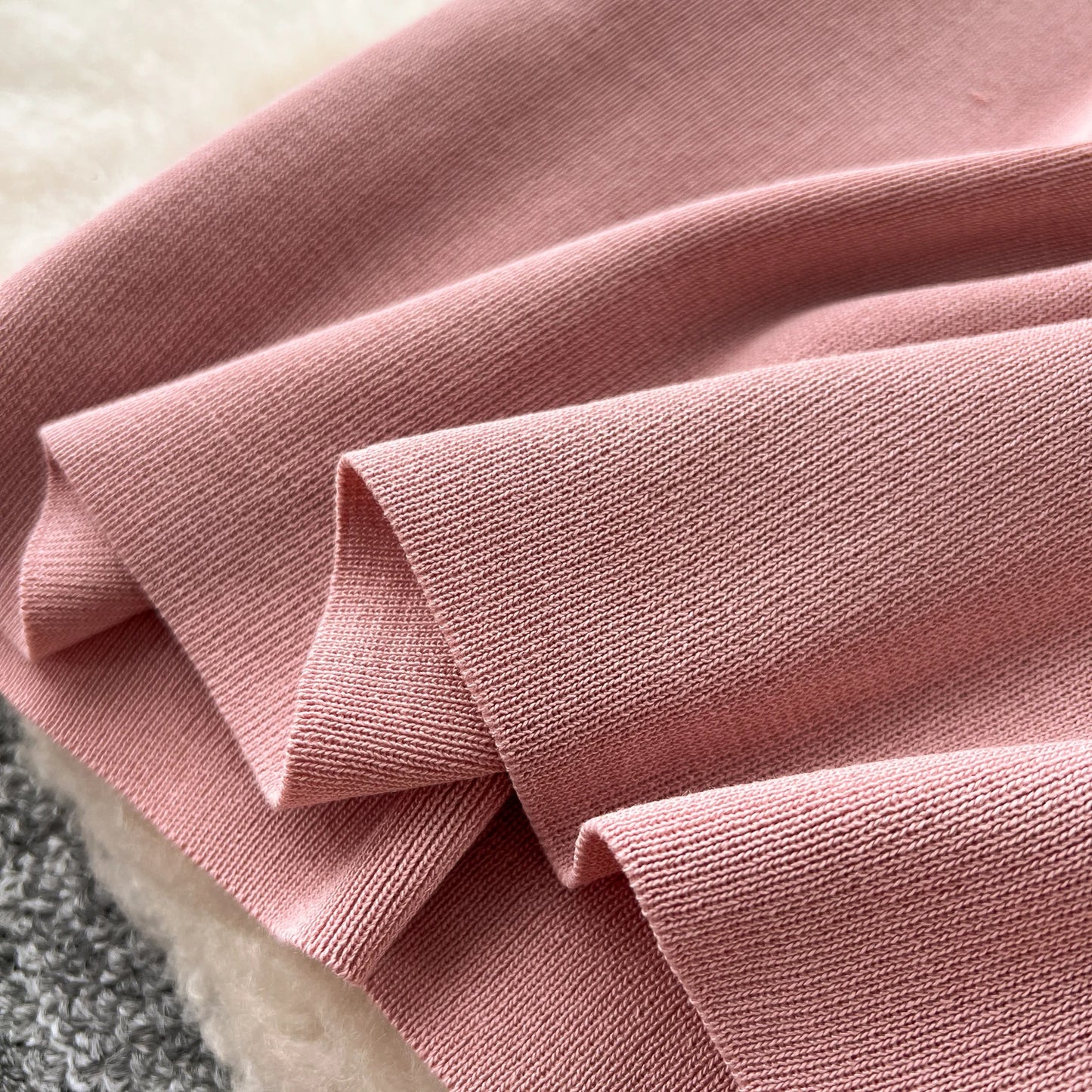 French Vintage Shirring lool sleeve slip knit overcoat with sweet slip A-line Chic Casual Vacation Women Summer dresses