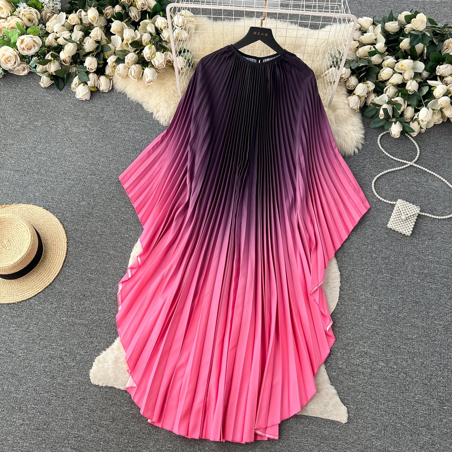 Vintage Print Elegant O-neck Batwing Sleeve Dress A-line Casual Belt Fashion Dress Women Fashion Summer Spring Vestidos
