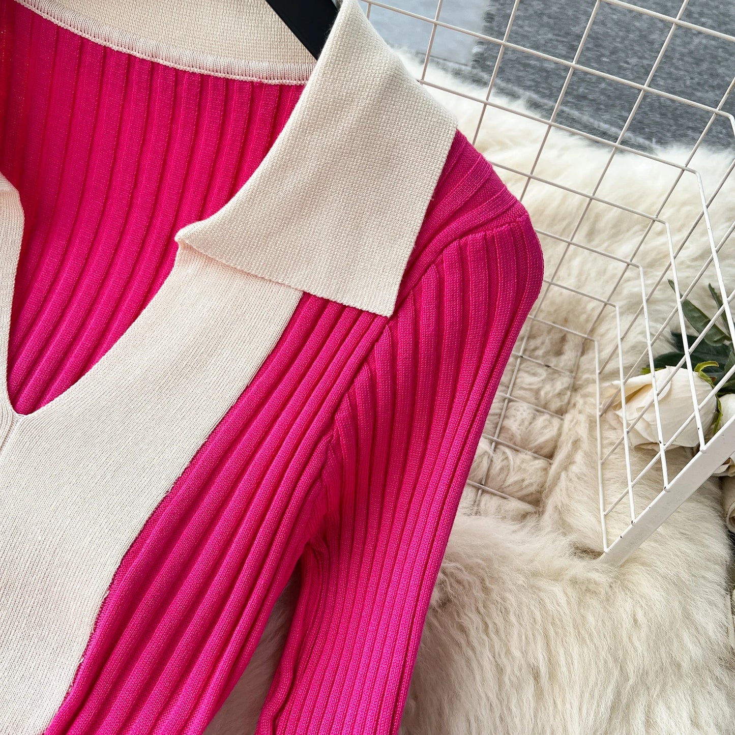 Elegant Polo-neck Long Sleeve Knit Bodycon Pencil Dress Slim Basic Fashion Sweater Vestido Sexy Women Autumn Winter Clothing