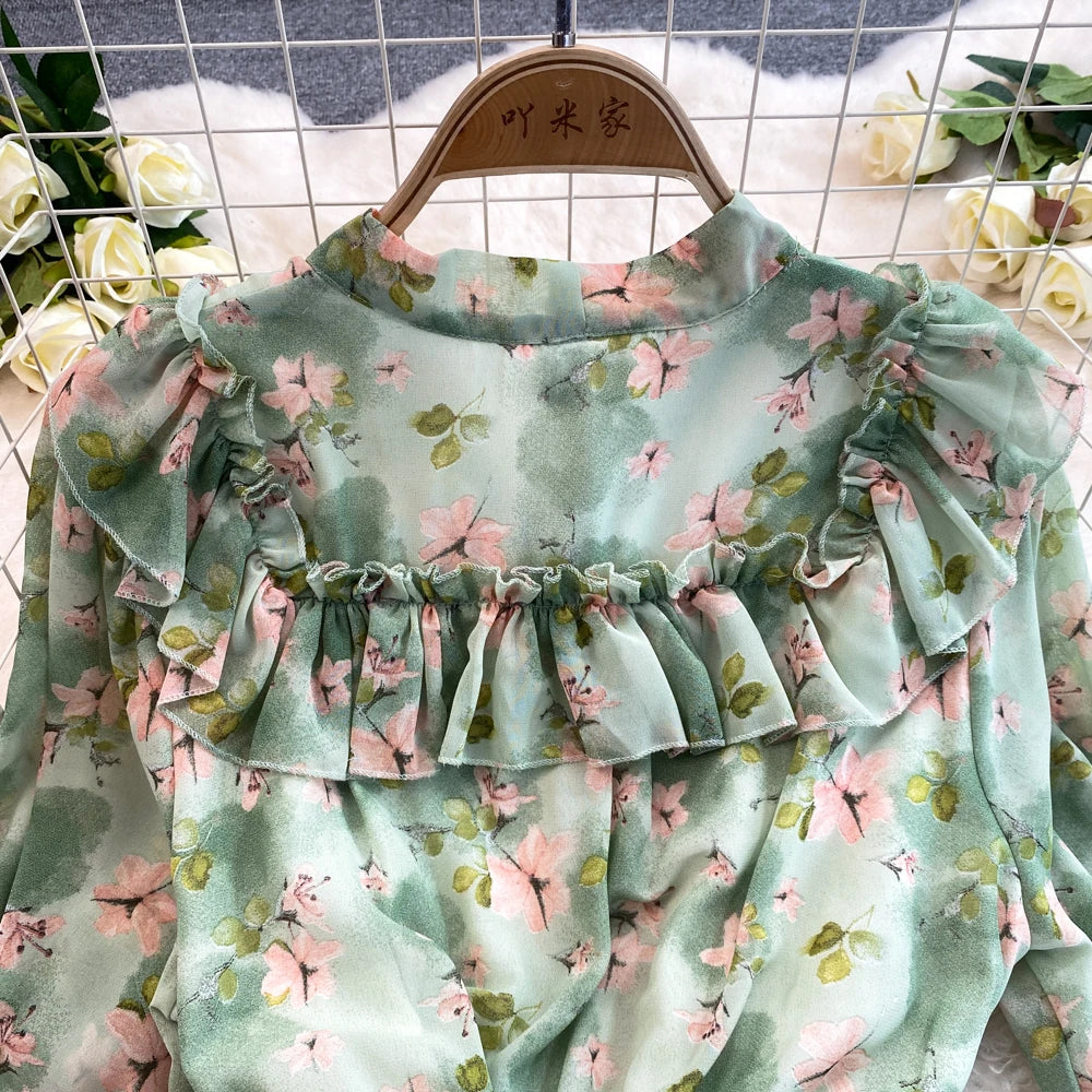 Summer Women Fashion Floral Print Casual Midi Dress Short Sleeve A-Line Maxi Boho Holiday Clothes Female Long Robe Mujers New