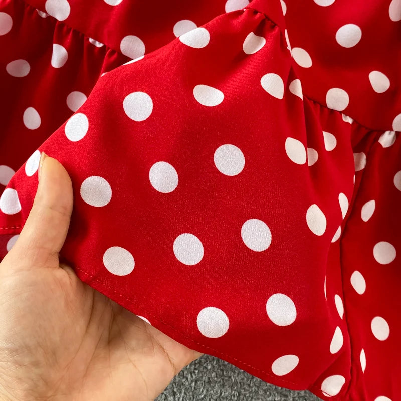New Summer Women's Fashion Vintage Polka Dot Midi Dress Elegant and Chic A-Line Party Casual White Black Vestidos Female Robe