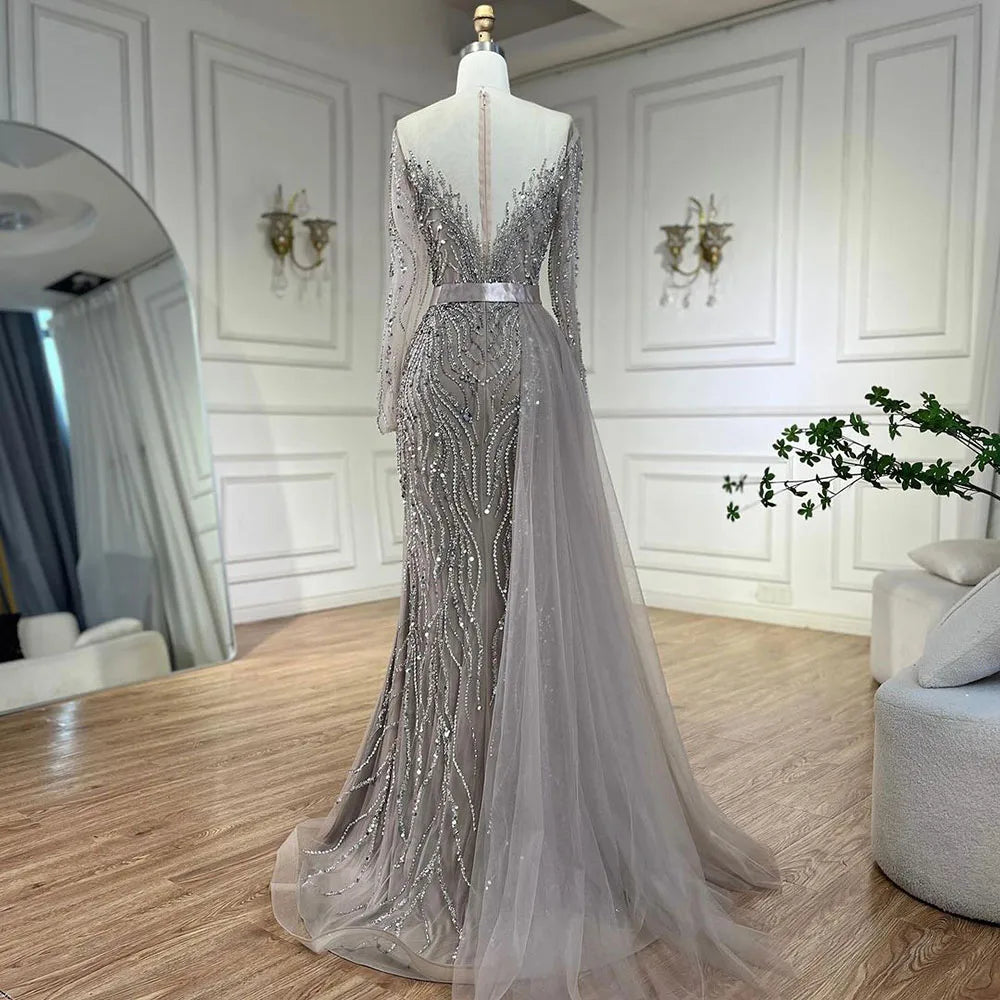 Serene Hill Arabic Caramel Mermaid Elegant With Skirt Lace Beaded Luxury Evening Dresses Gowns For Woman Wedding Party LA71752