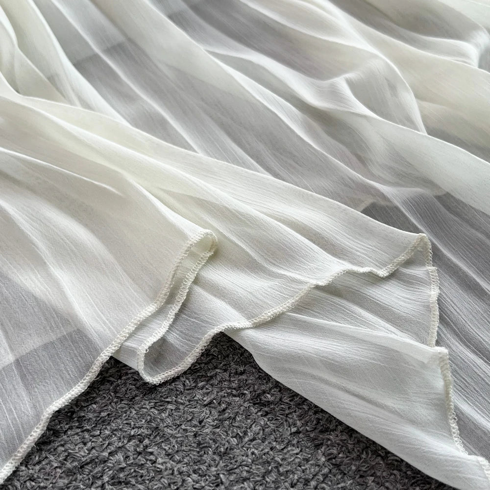 Autumn Solid Pleated Long Dresses for Women Halter V-Neck Flare Sleeve Wedding Party Dress Korean Fashion One Piece Vestidos New