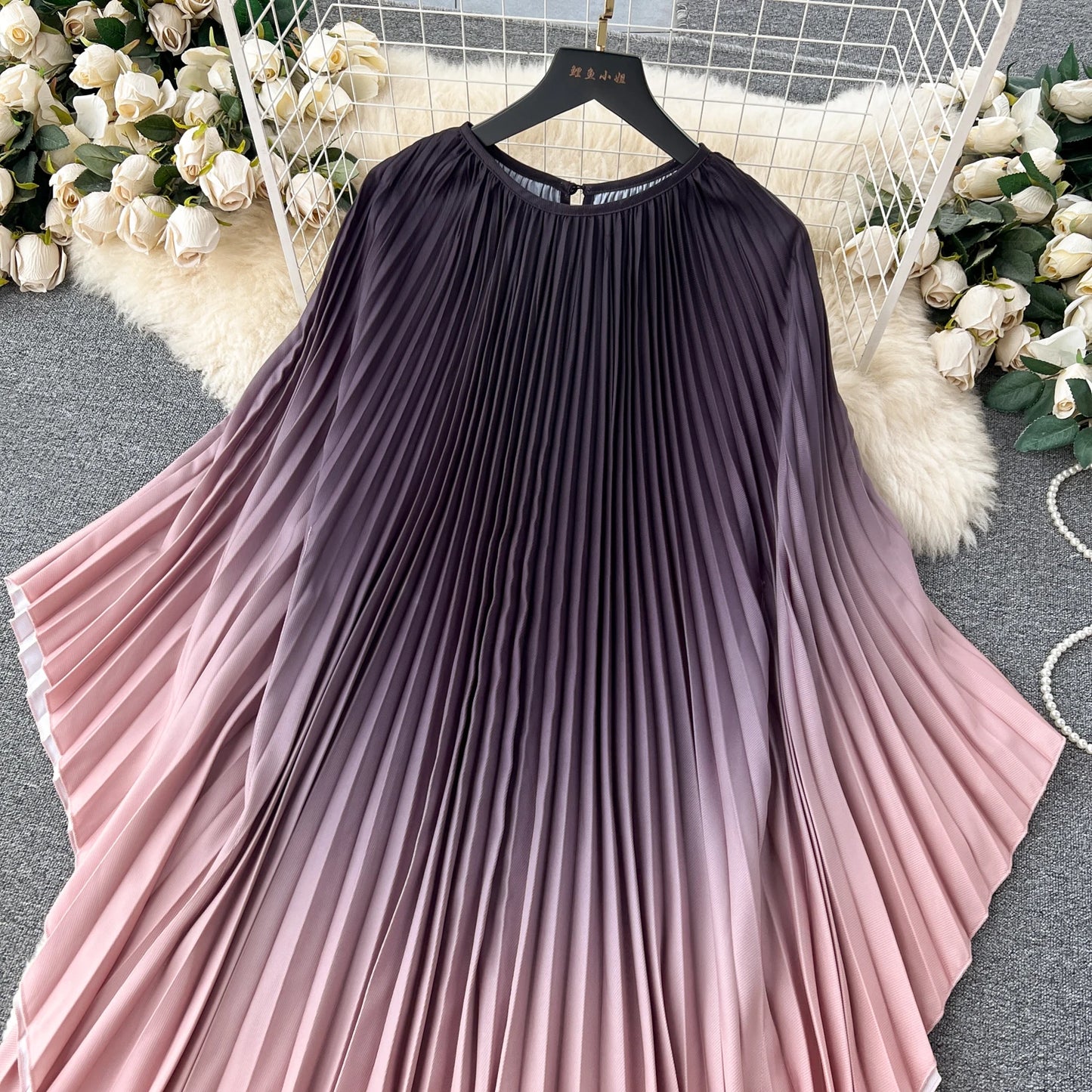 Vintage Print Elegant O-neck Batwing Sleeve Dress A-line Casual Belt Fashion Dress Women Fashion Summer Spring Vestidos