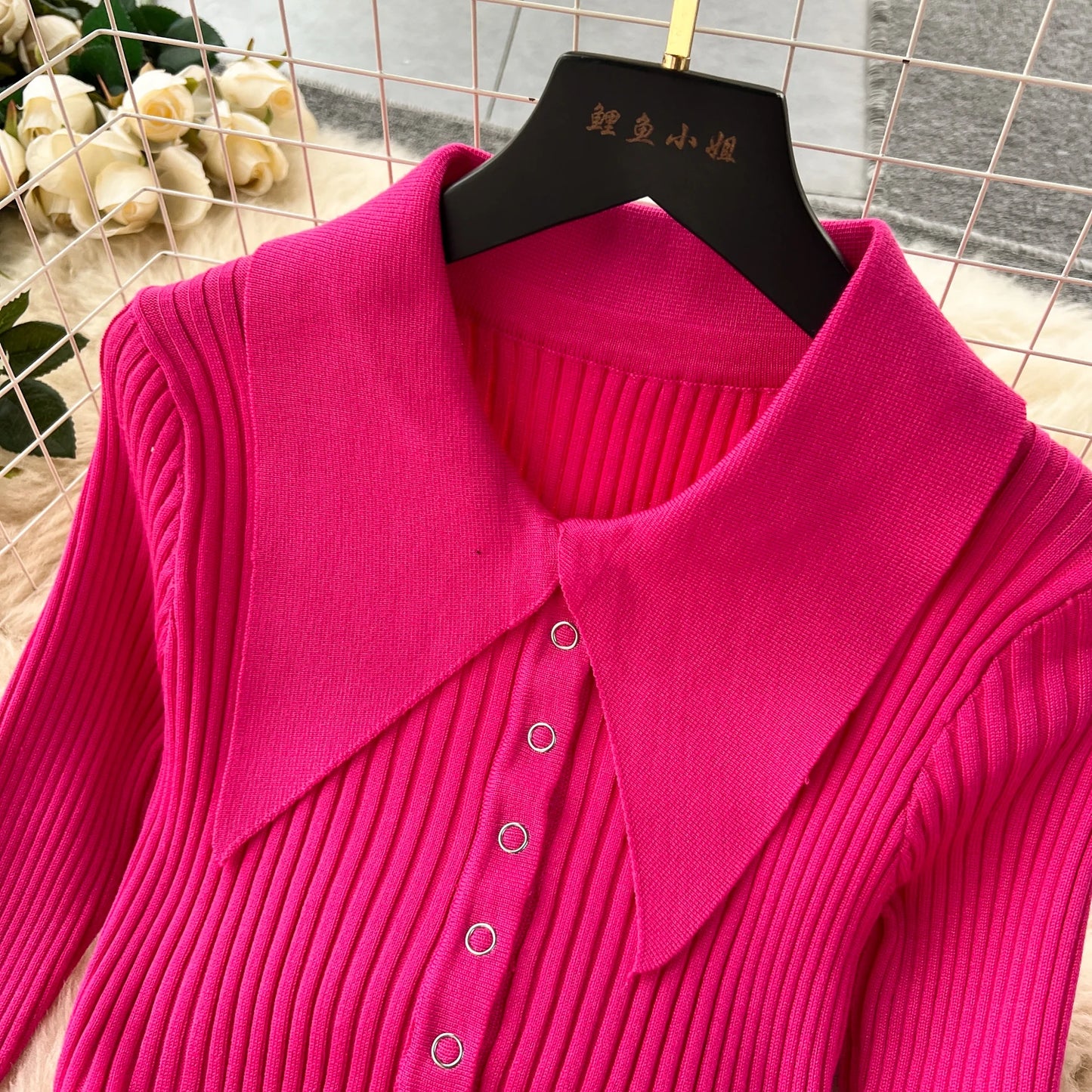 Elegant Turn-down Collar Feather Long Sleeve Knit Bodycon Pencil Dress Slim Fashion Sweater Vestido Sexy Women Winter Clothing