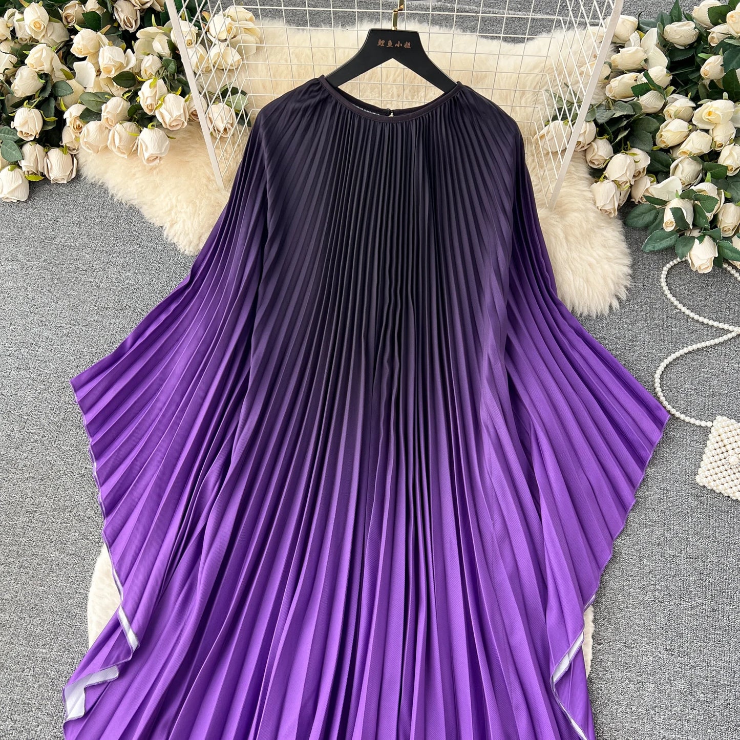 Vintage Print Elegant O-neck Batwing Sleeve Dress A-line Casual Belt Fashion Dress Women Fashion Summer Spring Vestidos