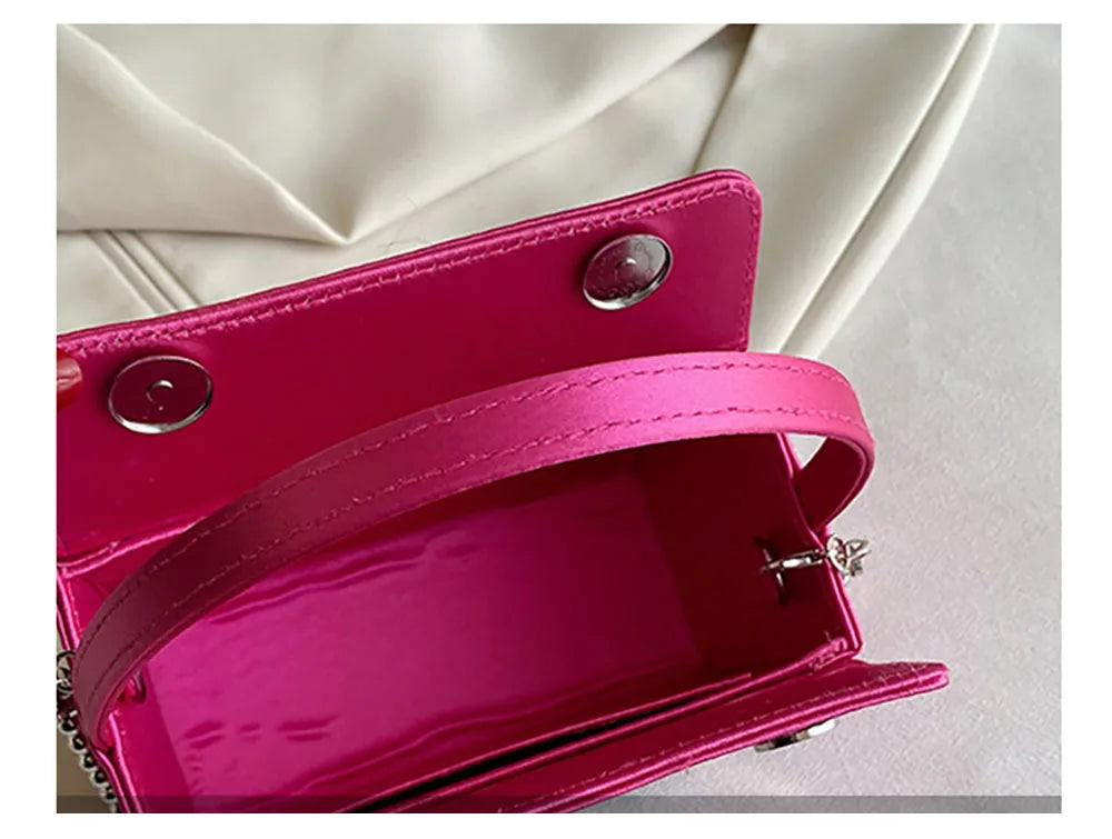 Light Luxury High-Grade Women Chain Crossbody Bag Korean Design Sense Diamond Flower New Pop Handbag Fashion Box Mini Square Bag