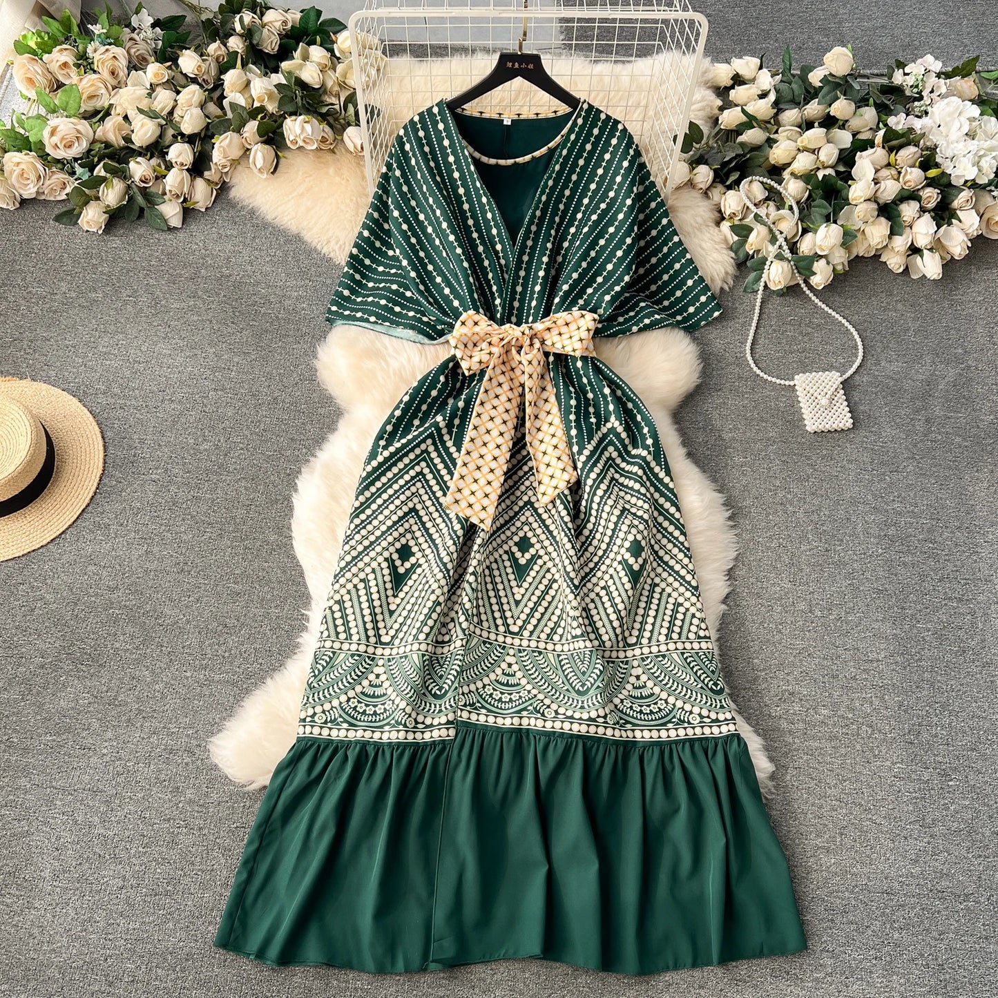 Women Chic Elegant print Double Breasted sleeveless Dress Sexy Fashion Elastic Slim summer loose dresses
