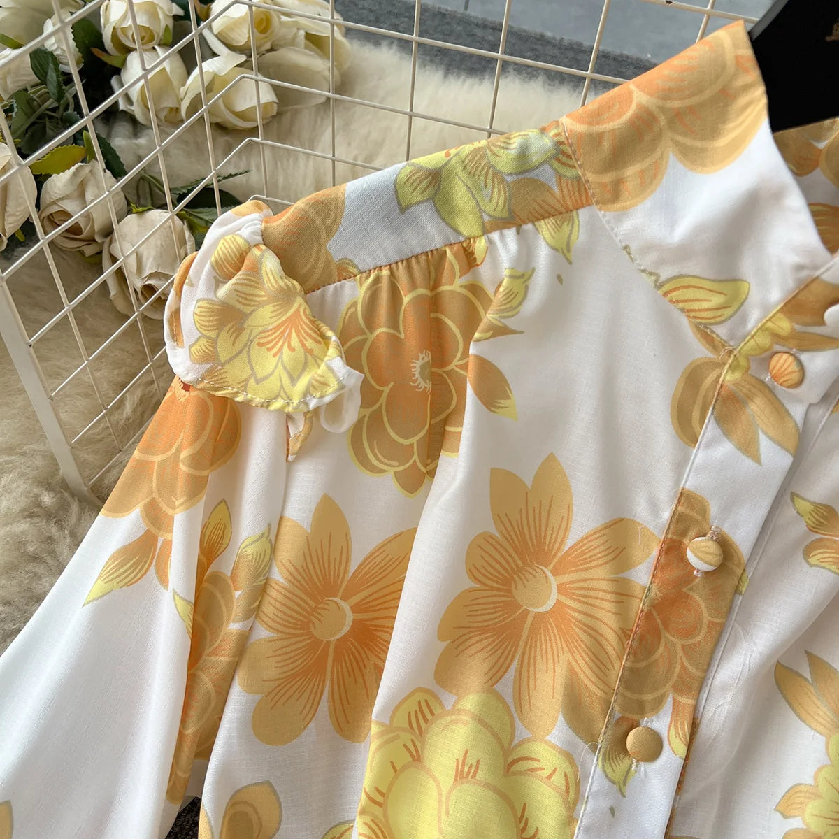 Spring Summer Holiday Dresses For Women 2023 Elegant Vintage Flower Print Dress Ruffle Trim Long Sleeve Mini Dress With Belt