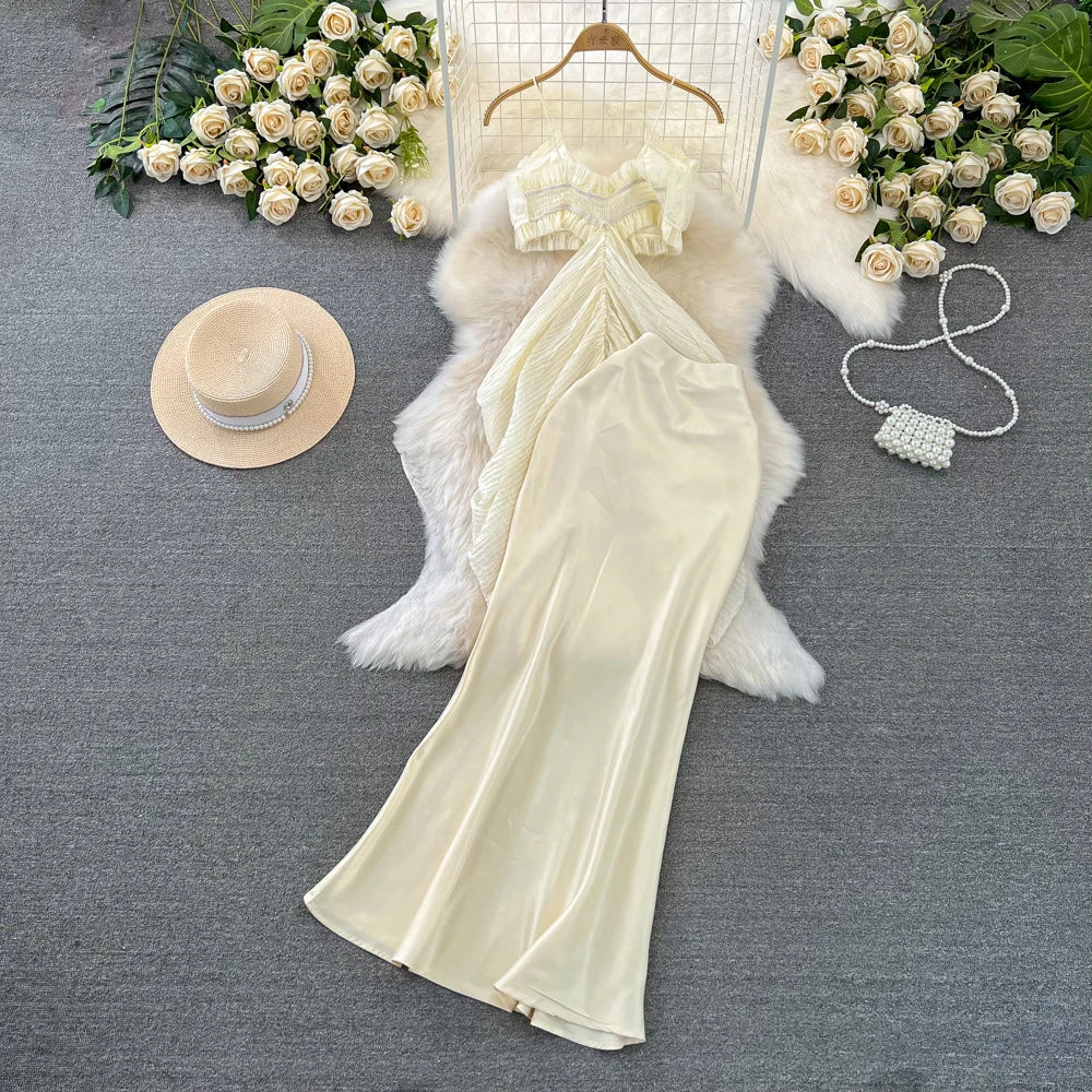 Vintage Women Summer Fashion Spaghetti Strap Dress Sleeveless Casual Bodycon Elegant Slim Party Dresses Female Clothes Vestidos