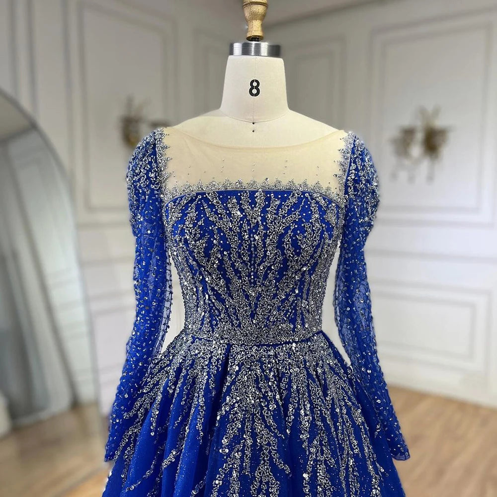 Serene Hill Muslim Pink A Line Beaded Luxury Dubai Long Evening Dresses Gowns 2024 For Woman Wedding Party LA71915
