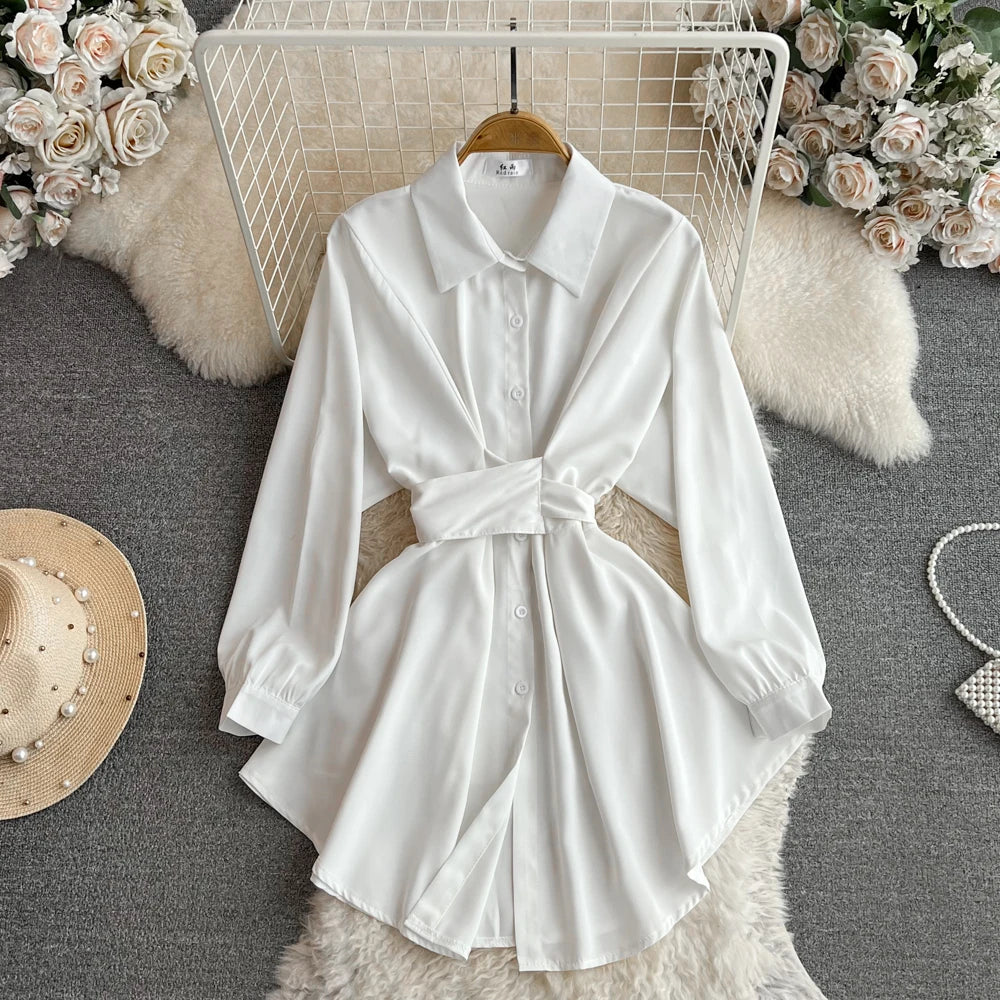 Autumn Women Elegant Casual Solid Shirts Tops Long Sleeve Vintage Party Birthday Blusas Female Chic Outerwear Blouses Clothes