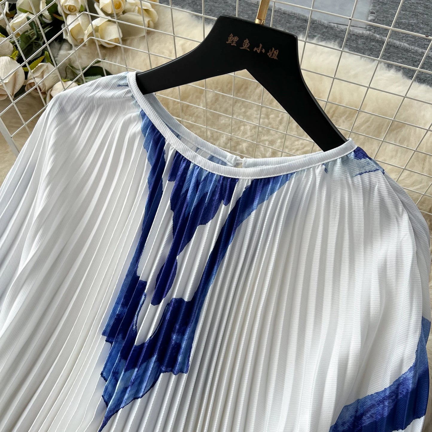 Vintage Print Elegant O-neck Batwing Sleeve Dress A-line Casual Belt Fashion Dress Women Fashion Summer Spring Vestidos